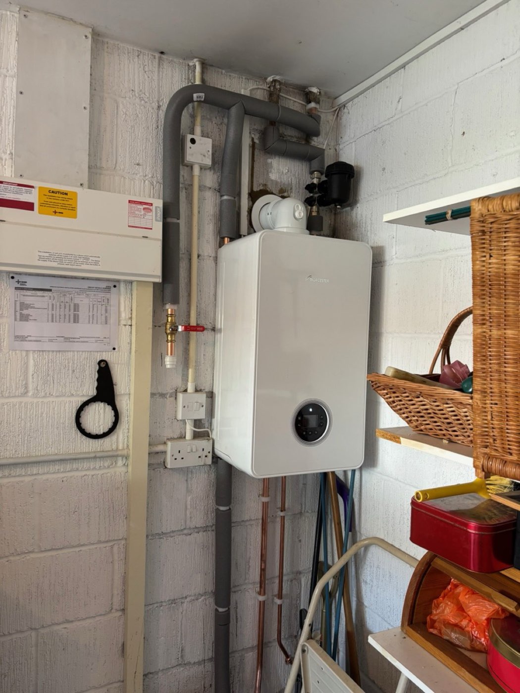 Worcester Bosch boiler installed in a utility room